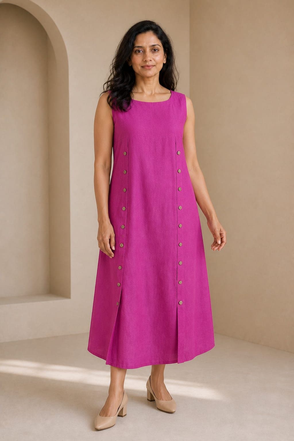 Crimson Tiles Hand Block Cotton Dress - view 1 of 5