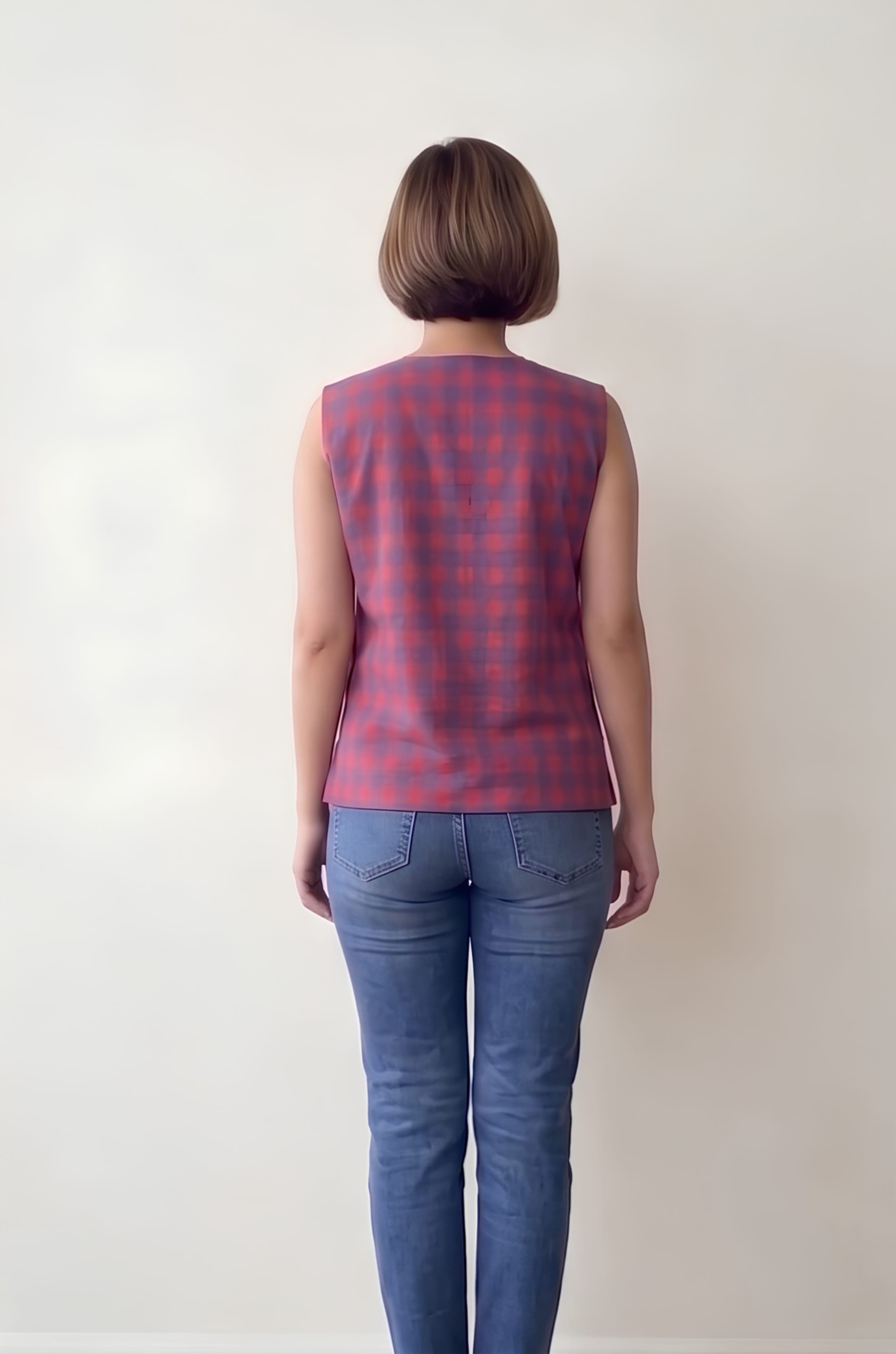 Crimson Grid Sleeveless Top - view 1 of 4