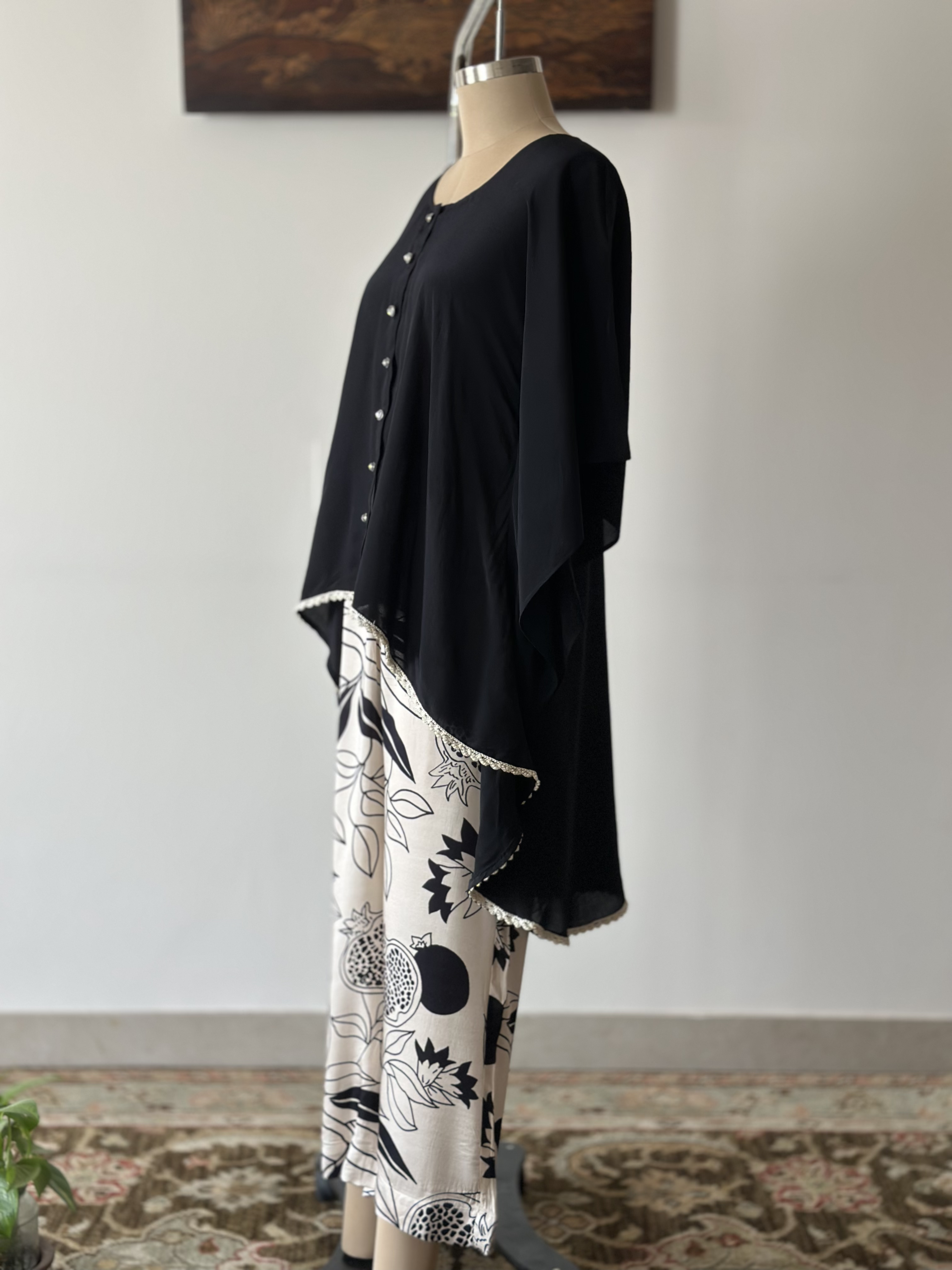 Midnight Botanical -  Pure Crepe Kaftan Co-ord Set