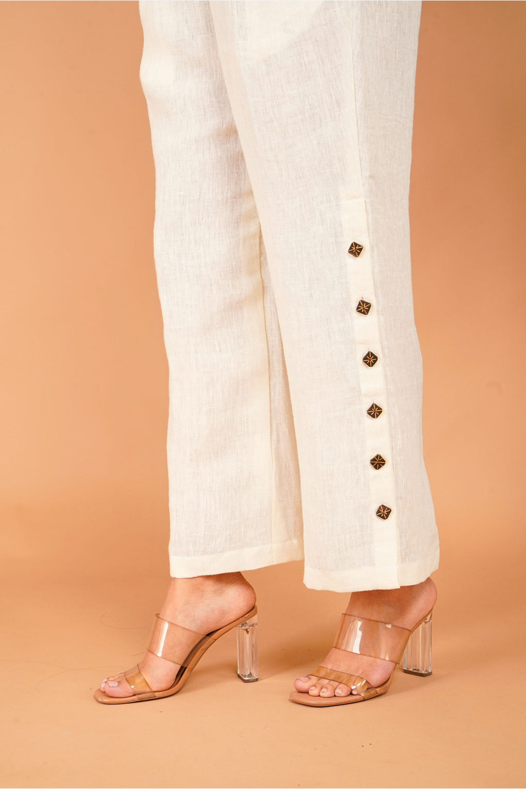Ivory Bloom Hand-Embroidered Linen Co-Ord Set