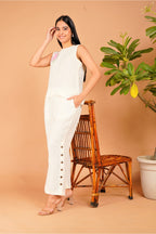 Ivory Bloom Hand-Embroidered Linen Co-Ord Set