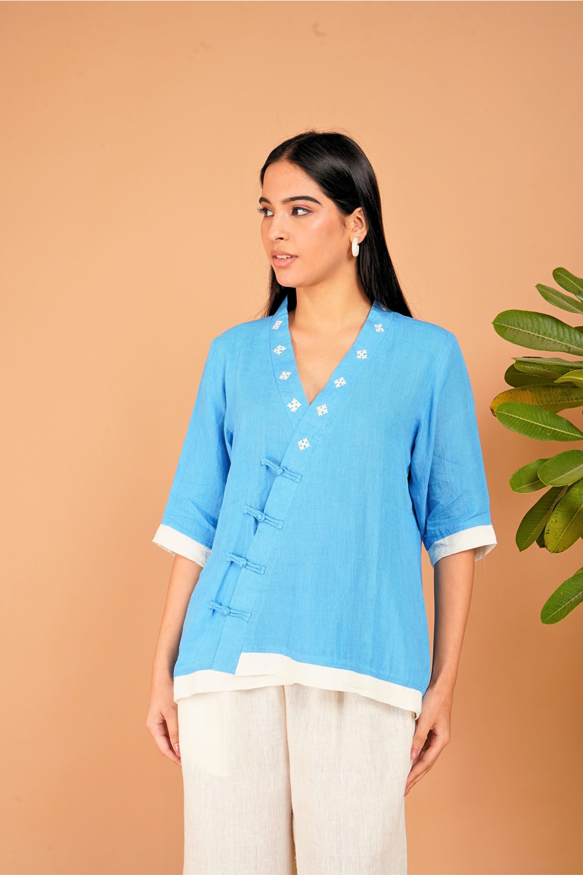 Azure Whisper Linen Top