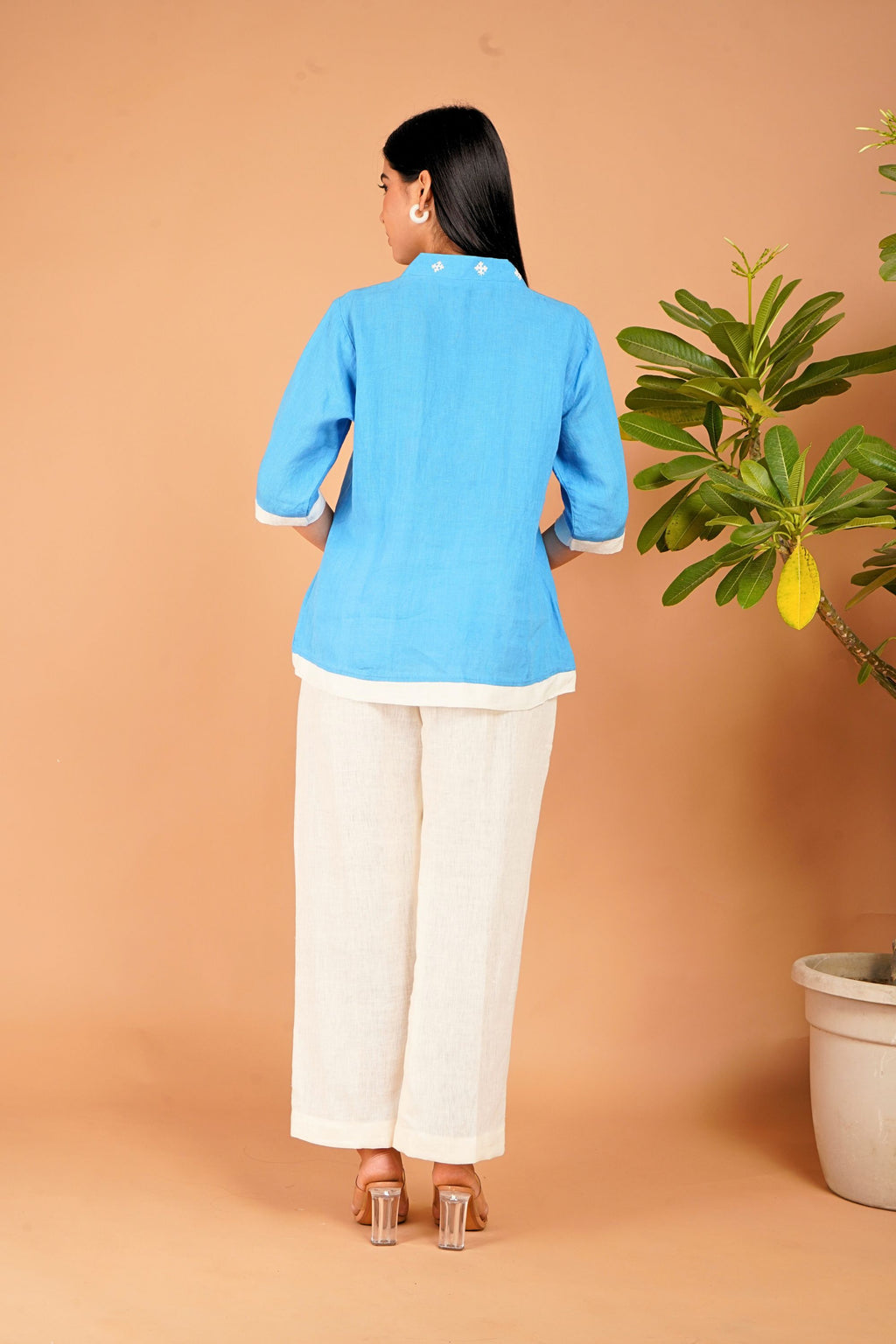 Azure Whisper Linen Top