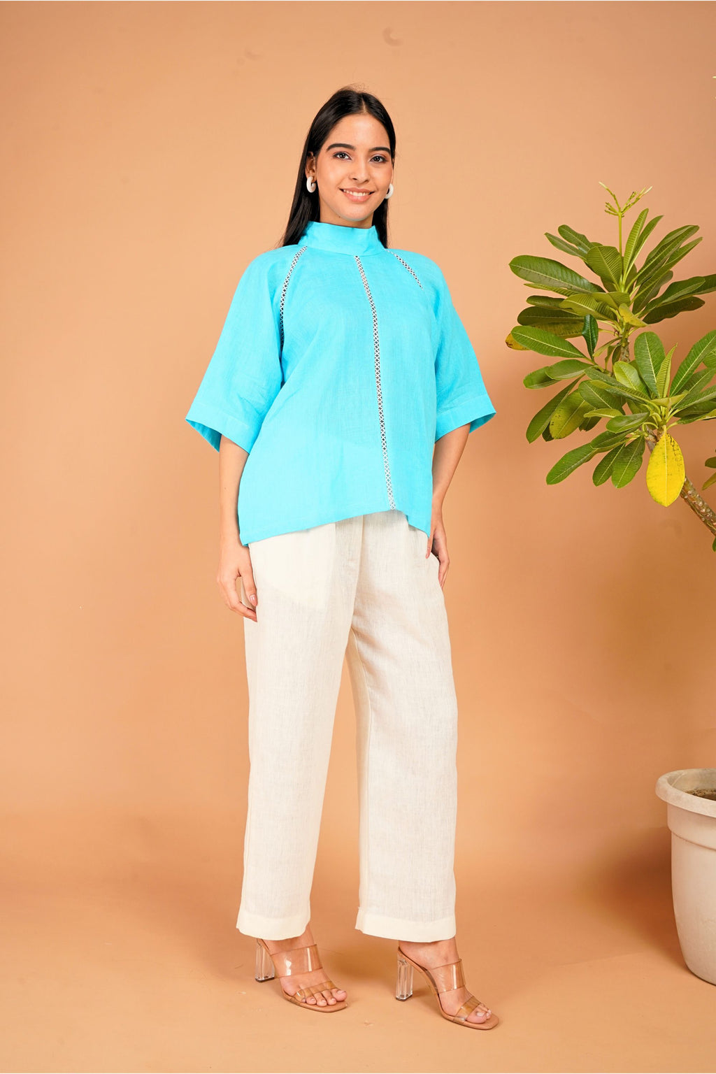 Celeste Line Linen Top