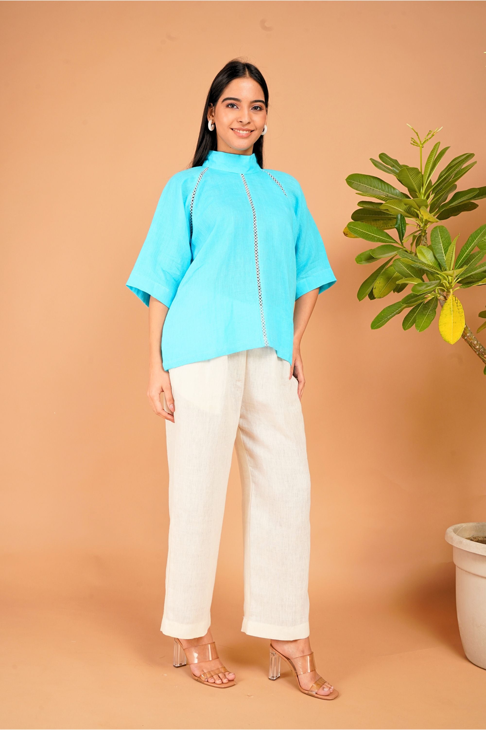 Celeste Line Linen Top