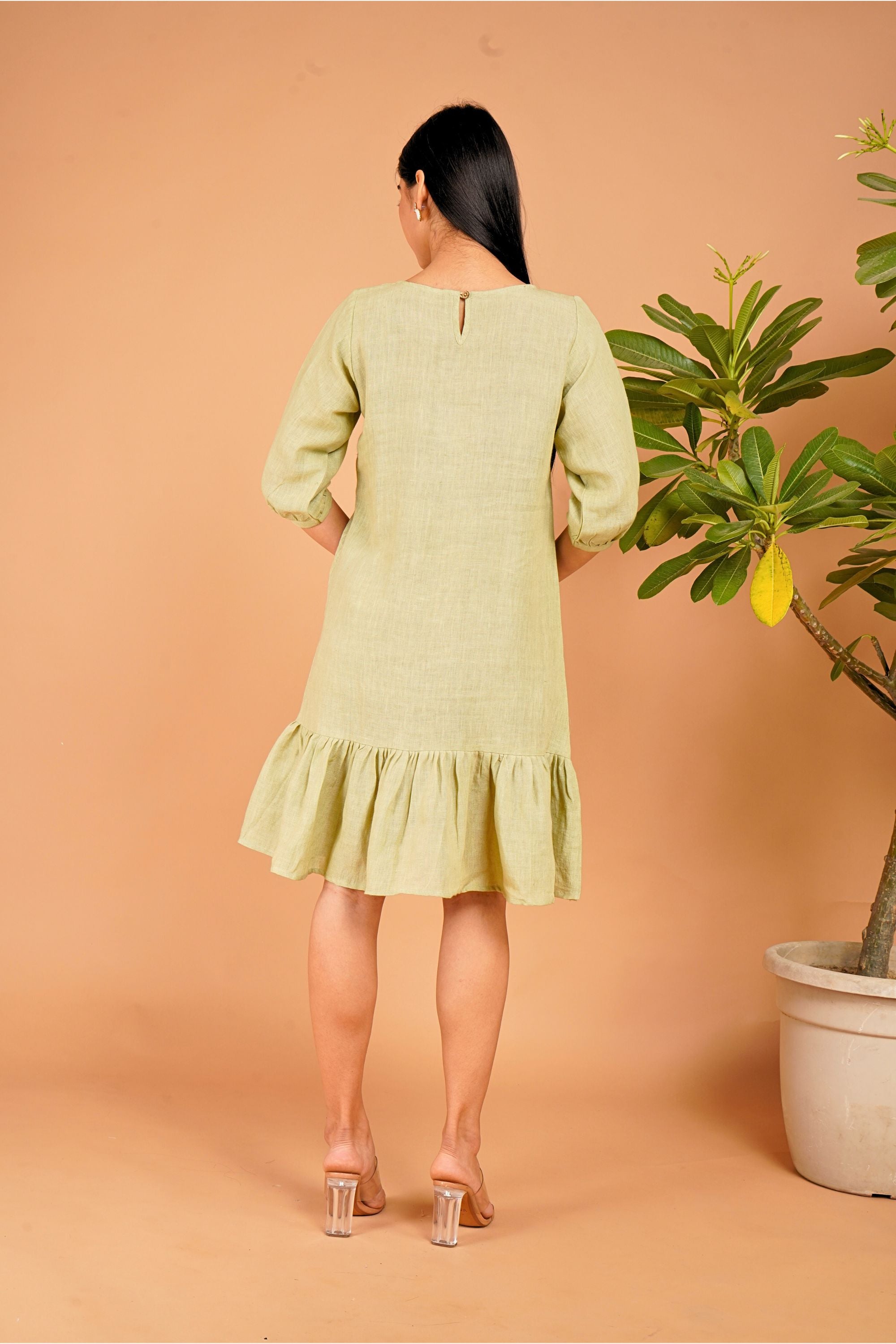 Meadow Whisper Hand-Embroidered Linen Dress
