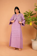 Amethyst Tide Layered Linen Dress Set