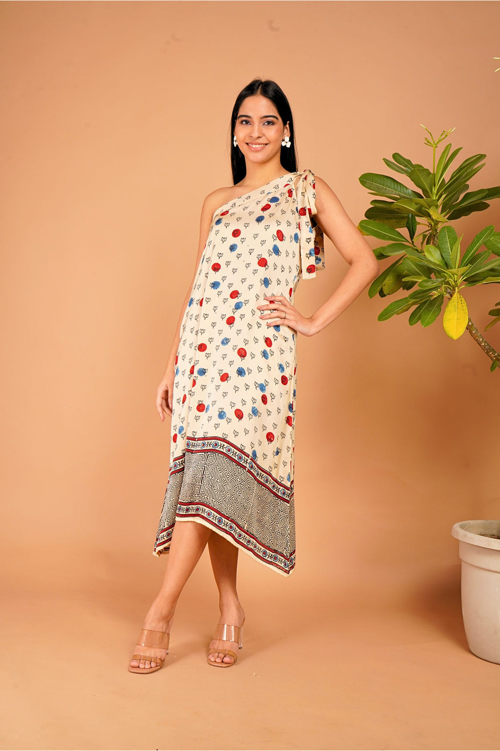 Ivory Drift One-Shoulder Modal Silk Dress