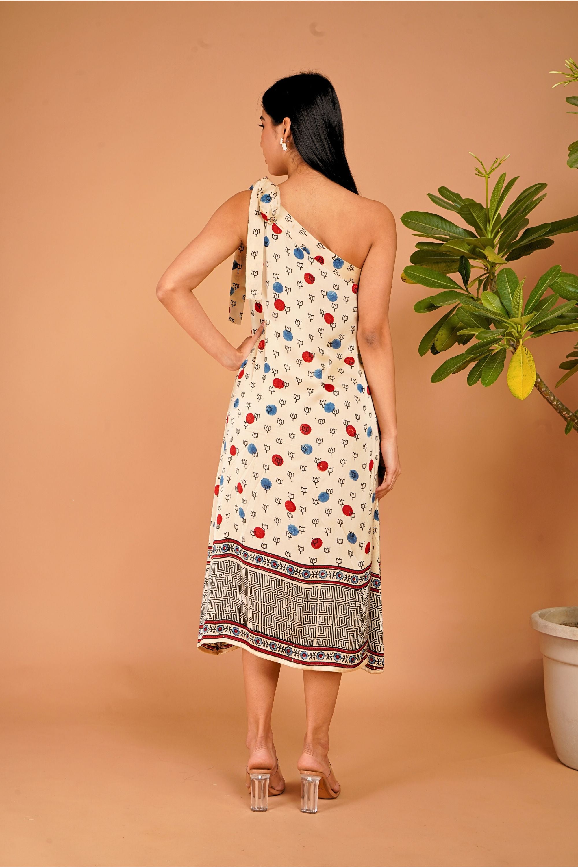 Ivory Drift One-Shoulder Modal Silk Dress