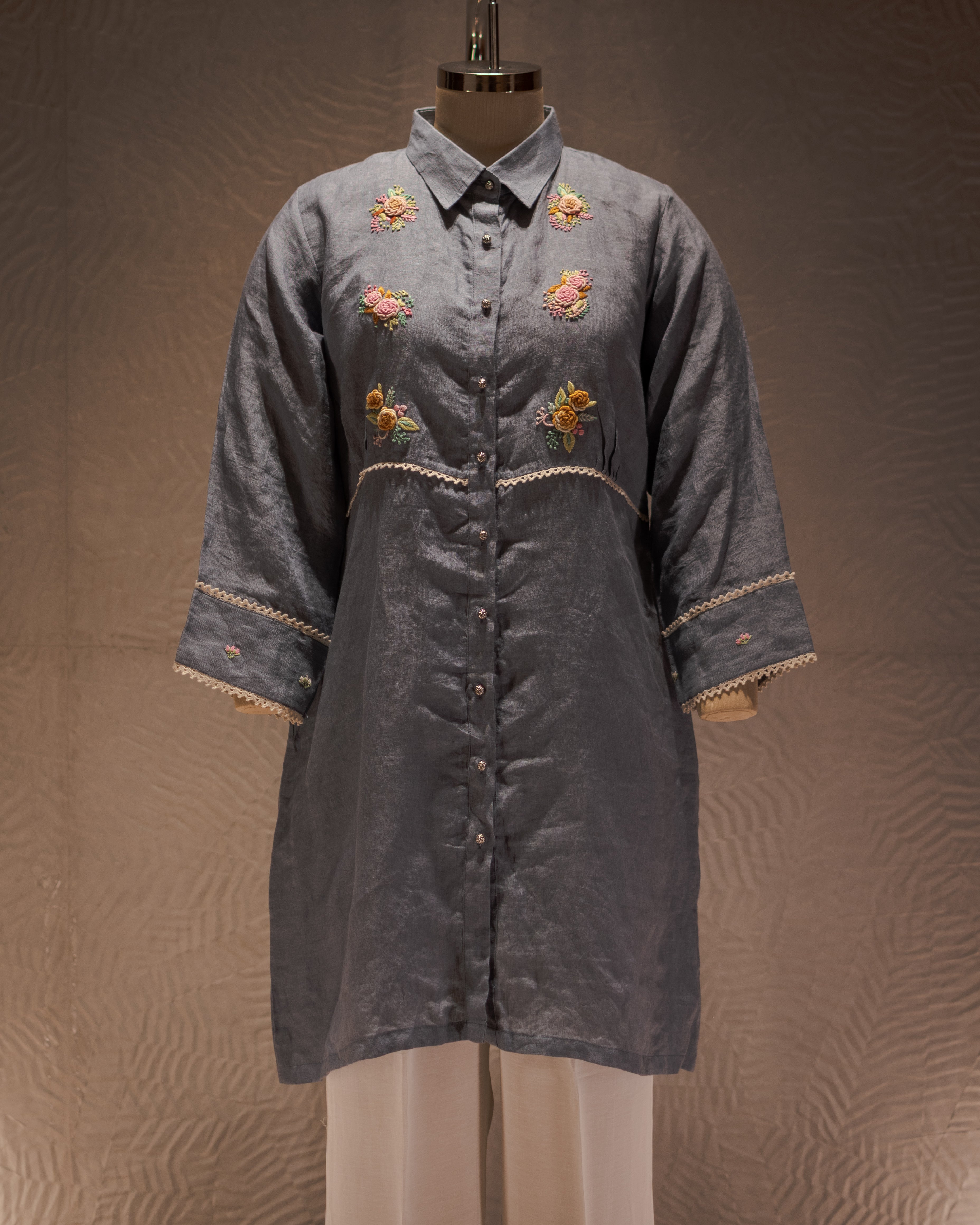 Slate Bloom Shirt Dress