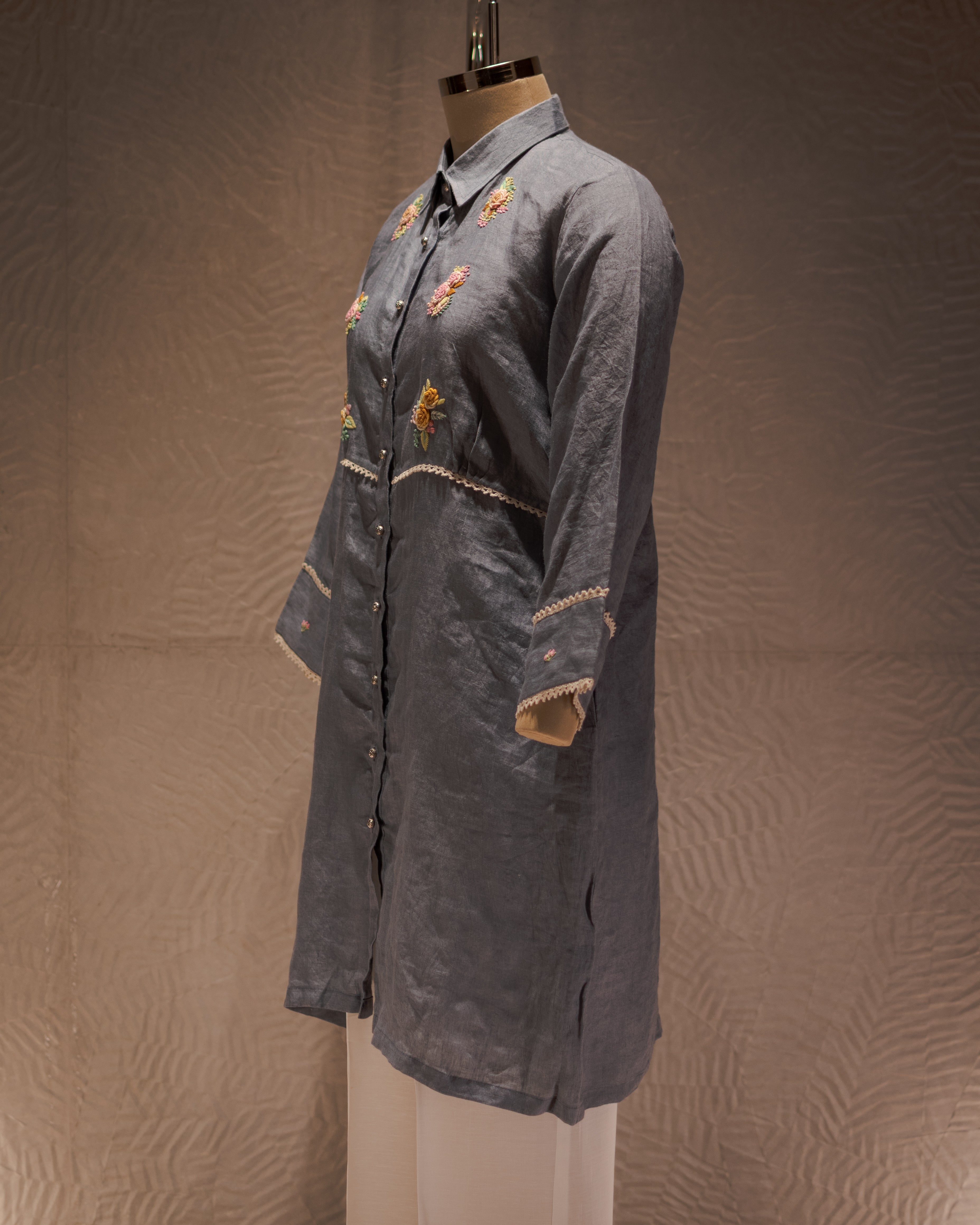 Slate Bloom Shirt Dress