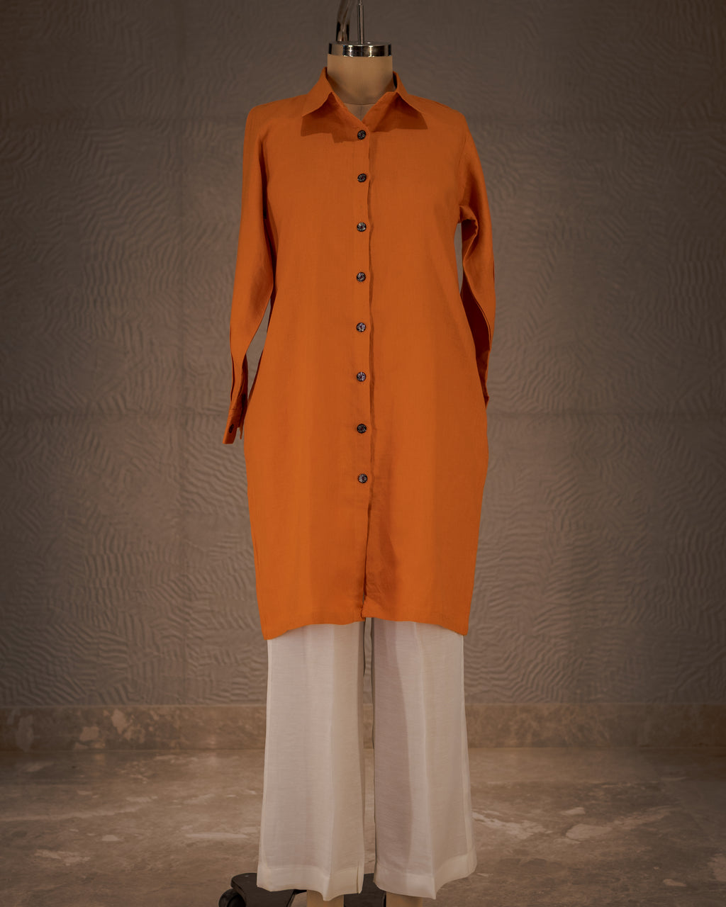 Saffron Muse Pure Linen Dress