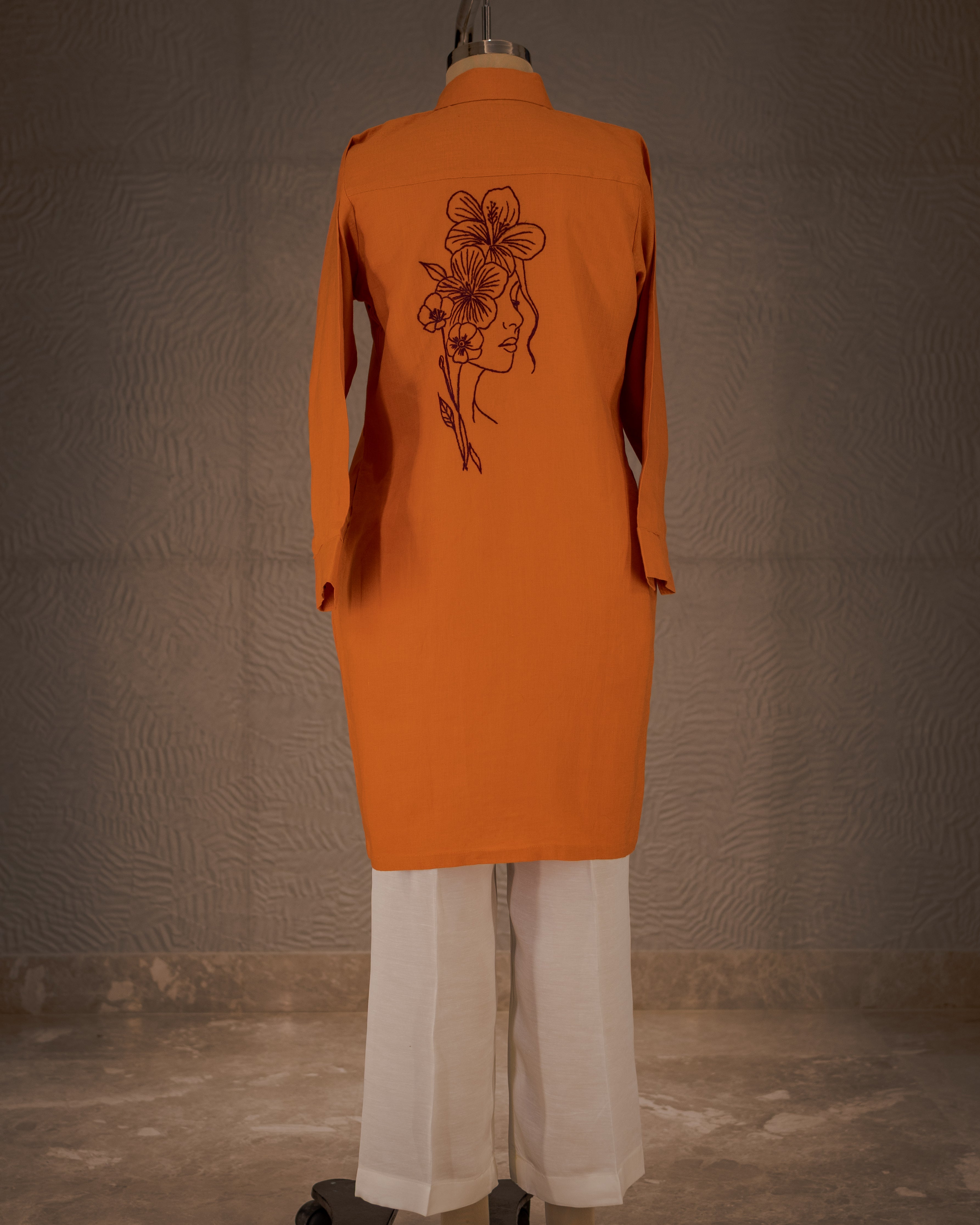 Saffron Muse Pure Linen Dress
