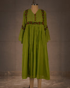 Verdant Rose Gathered Dress