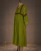 Verdant Rose Gathered Dress