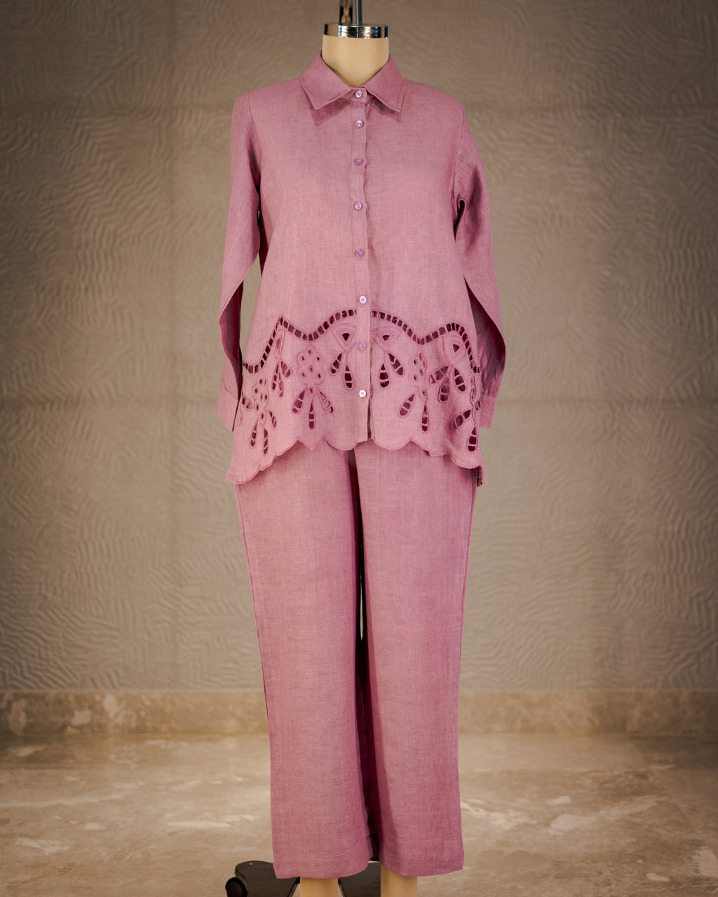Rose Broderie Pure Linen Co-ord Set