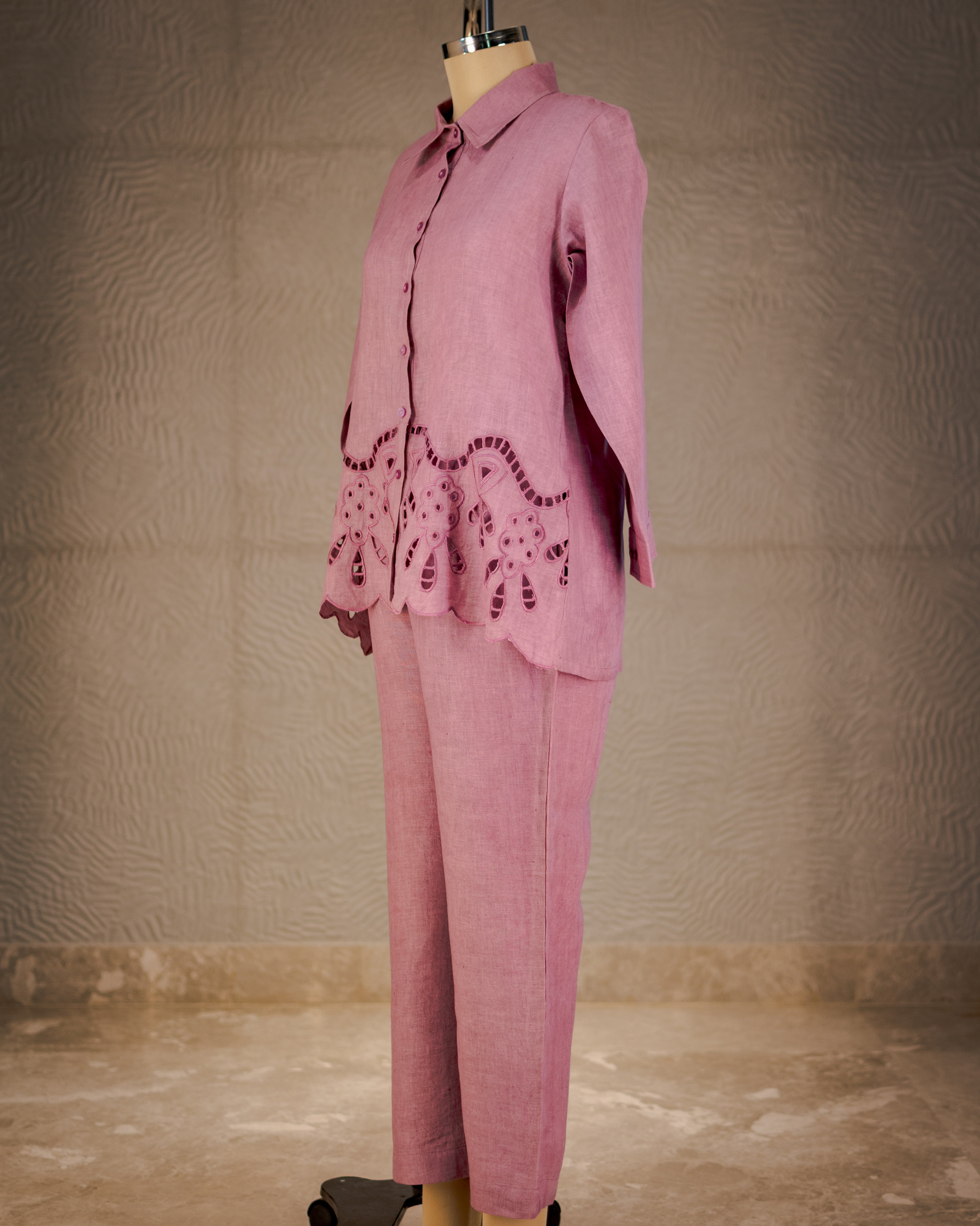 Rose Broderie Pure Linen Co-ord Set