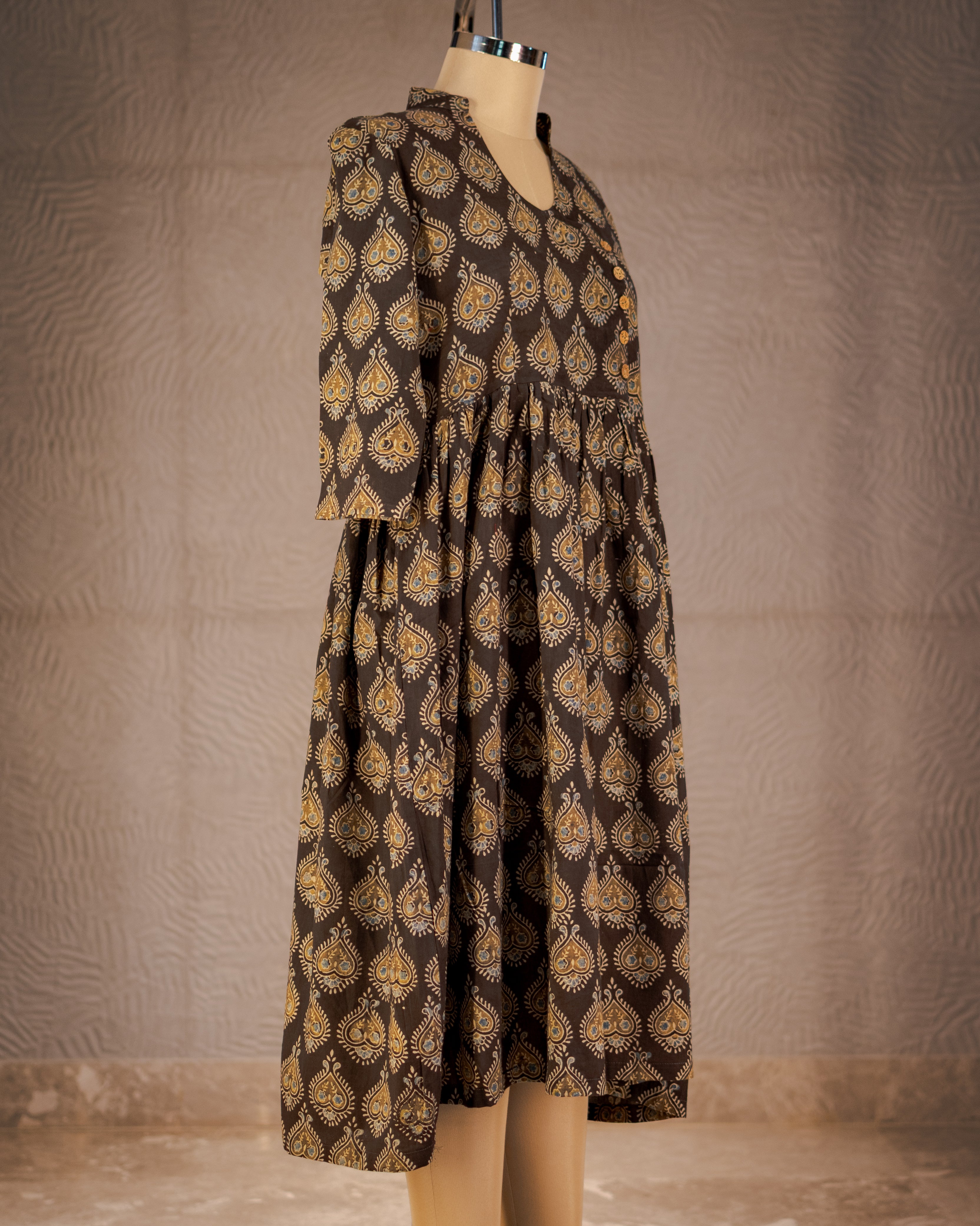 Dark Paisley Block Print Dress