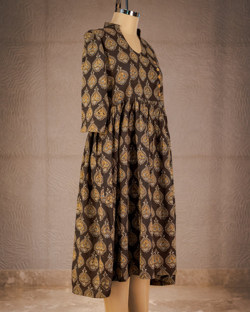 Dark Paisley Block Print Dress