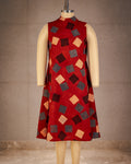 Crimson Tiles Hand Block Cotton Dress