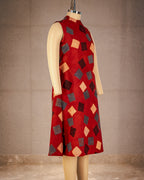 Crimson Tiles Hand Block Cotton Dress