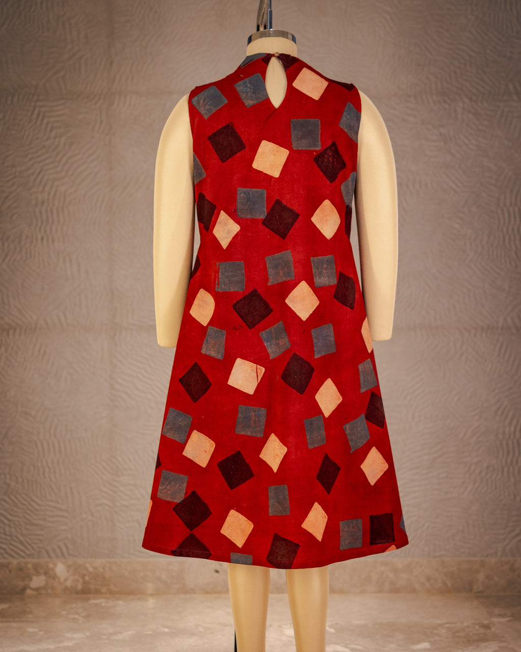 Crimson Tiles Hand Block Cotton Dress