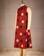 Crimson Tiles Hand Block Cotton Dress