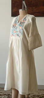 Ivory Garden - Pure Chanderi Silk Embroidered Dress