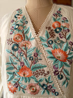 Ivory Garden - Pure Chanderi Silk Embroidered Dress