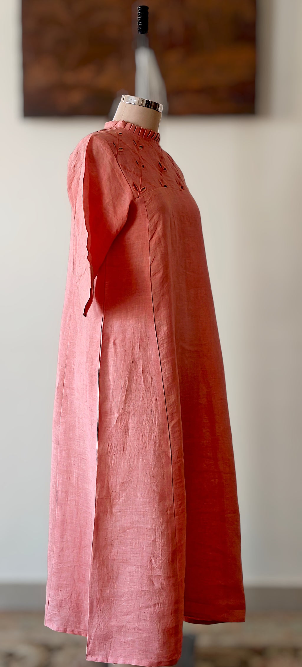 Coral Vine Linen Dress