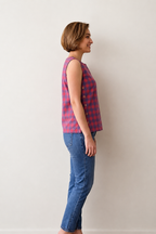 Crimson Grid Sleeveless Top - View 3