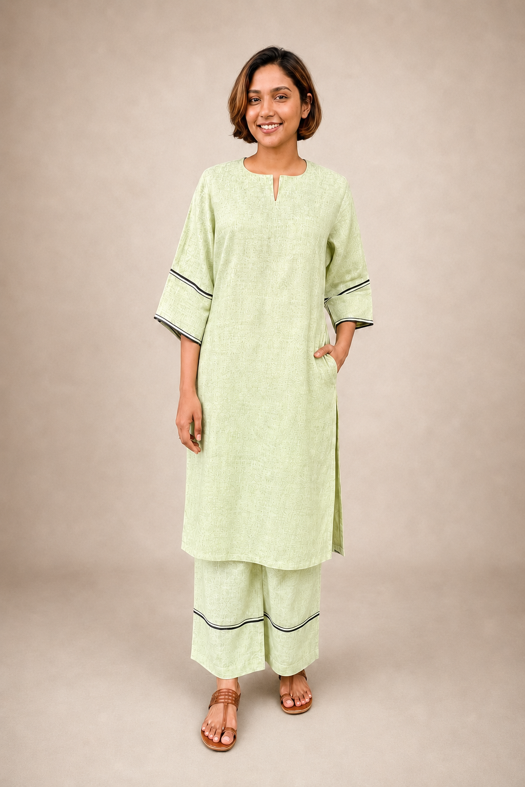 Lime Green Linen Co-ord Set - View 1